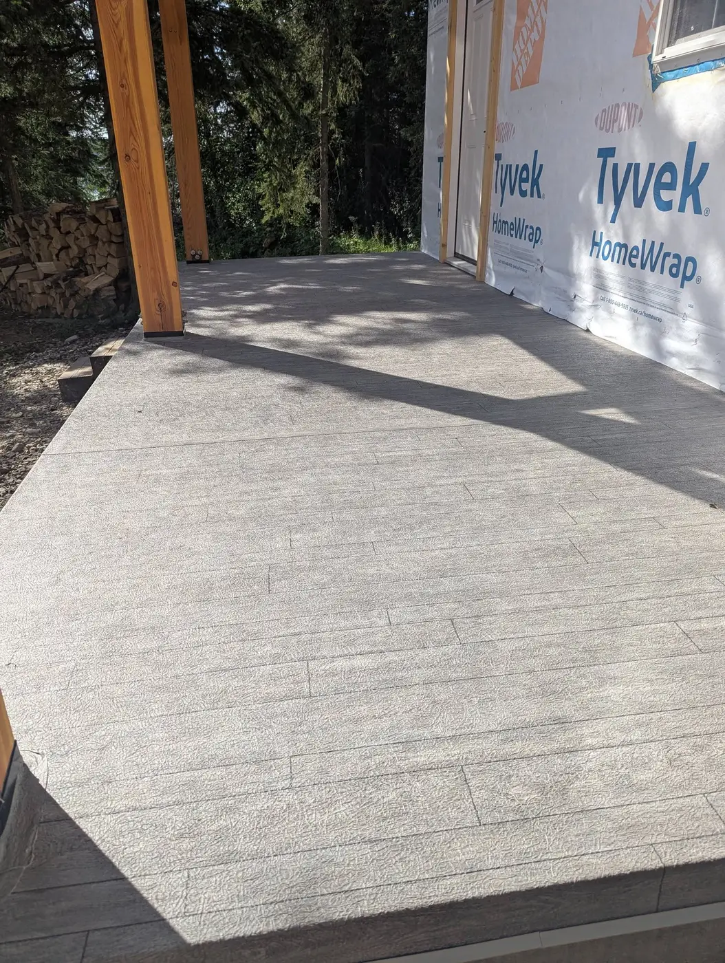 New vinyl deck at a lake cabin